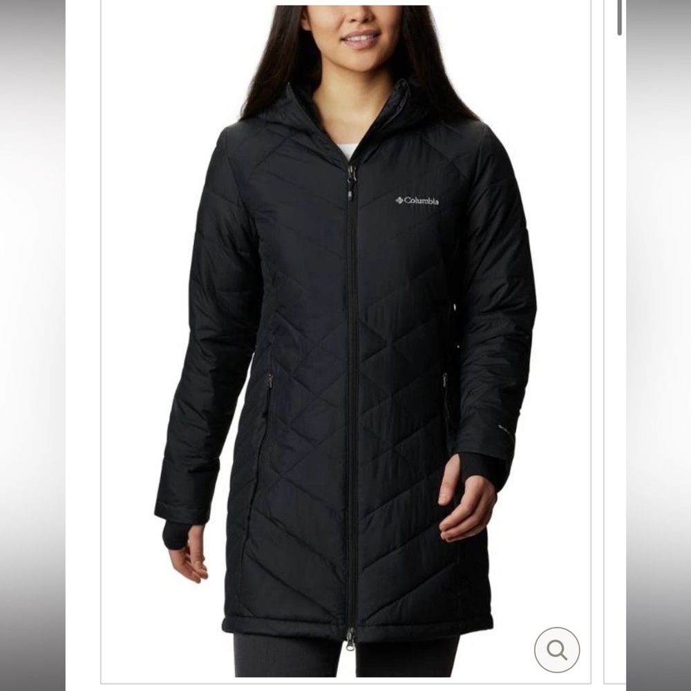 Columbia Black Light Weight Long Hooded Omni Heat Winter Jacket - Women's M